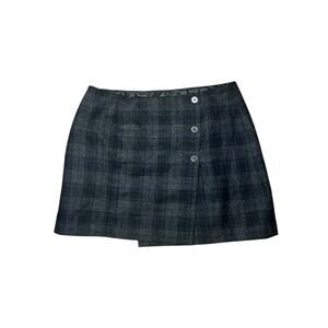 Vintage DKNY Donna Karan Wool Plaid Mini Skirt-Women’s Size 10- Blue/Grey Plaid